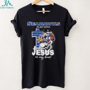 Seattle Seahawks in my veins Jesus in my heart cross mascot shirt