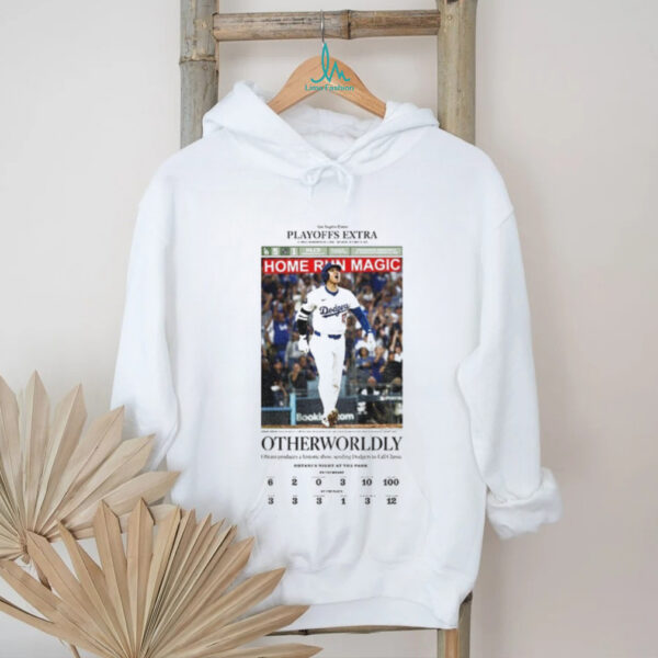 Shohei Ohtani 2025 NLCS Dodgers Newspaper Home Run magic shirt