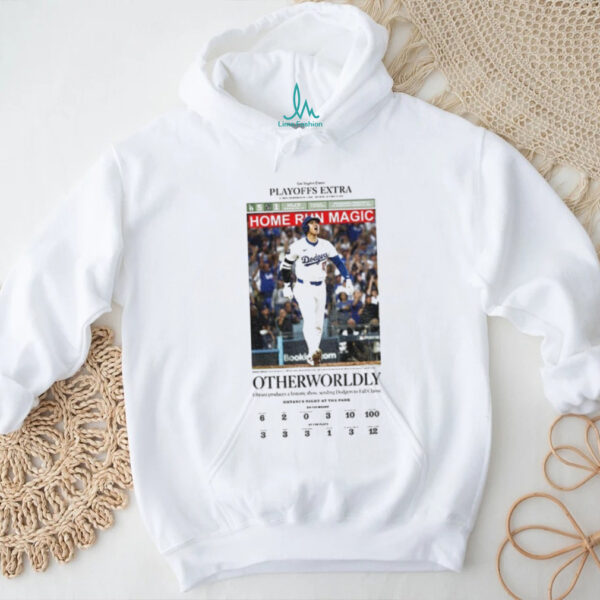 Shohei Ohtani 2025 NLCS Dodgers Newspaper Home Run magic shirt