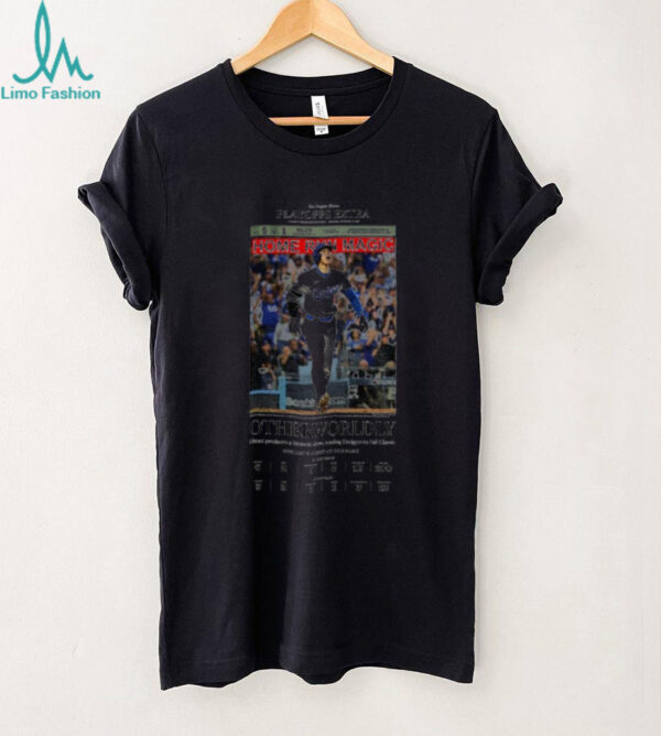 Shohei Ohtani 2025 NLCS Dodgers Newspaper Home Run magic shirt