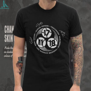 Shohei Ohtani Yoshinobu Yamamoto and Roki Sasaki Los Angeles Dodgers Baseball signatures shirt