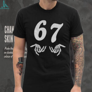 Six Seven 6 7 meme skeleton hand spooky season shirt