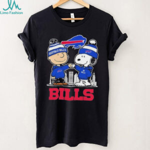 Snoopy And Charlie Brown Buffalo Bills Football Skyline Cartoon Mashup T Shirt