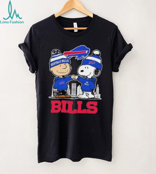 Snoopy And Charlie Brown Buffalo Bills Football Skyline Cartoon Mashup T Shirt
