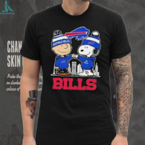 Snoopy And Charlie Brown Buffalo Bills Football Skyline Cartoon Mashup T Shirt