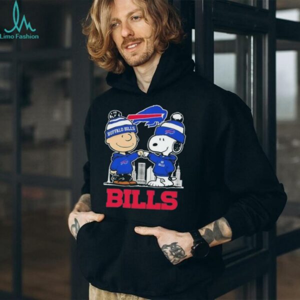 Snoopy And Charlie Brown Buffalo Bills Football Skyline Cartoon Mashup T Shirt