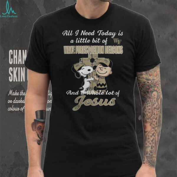 Snoopy & Charlie Brown Wake Forest Demon Deacons A Whole Lot of Jesus T Shirt