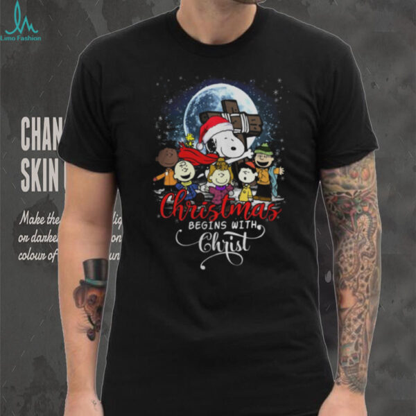 Snoopy Christmas Begins With Christ T Shirt