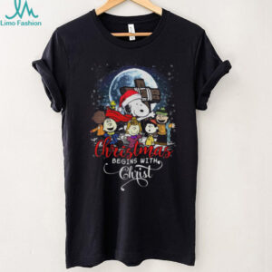 Snoopy Christmas Begins With Christ T Shirt