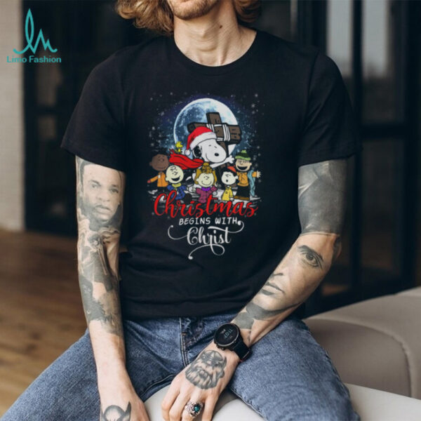 Snoopy Christmas Begins With Christ T Shirt