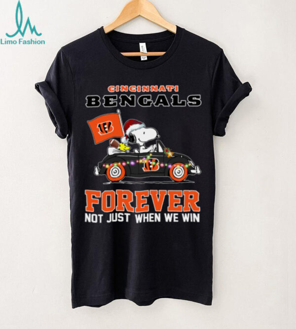 Snoopy Driving Car Go Bengals Christmas Forever Not Just When We Win Flag 2024 Hoodie