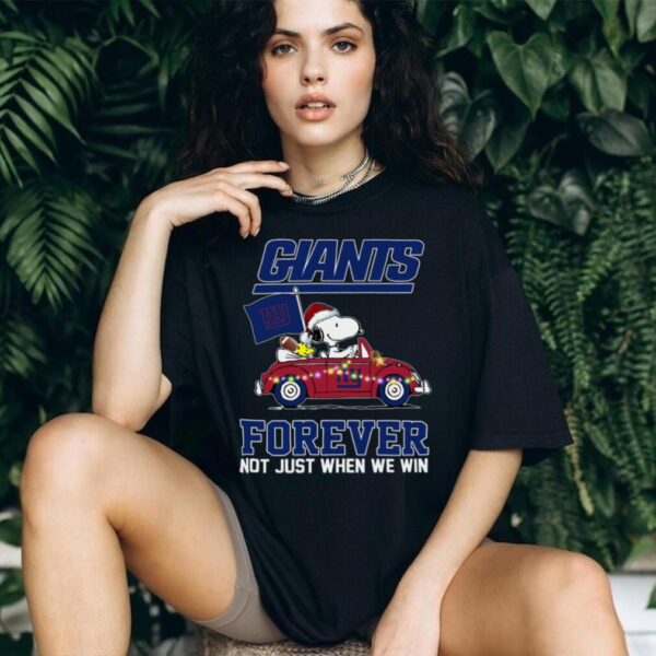 Snoopy Driving Car Go Giants Christmas Forever Not Just When We Win Flag 2024 Hoodie