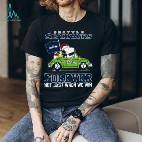 Snoopy Driving Car Go Seahawks Christmas Forever Not Just When We Win Flag 2024 Hoodie