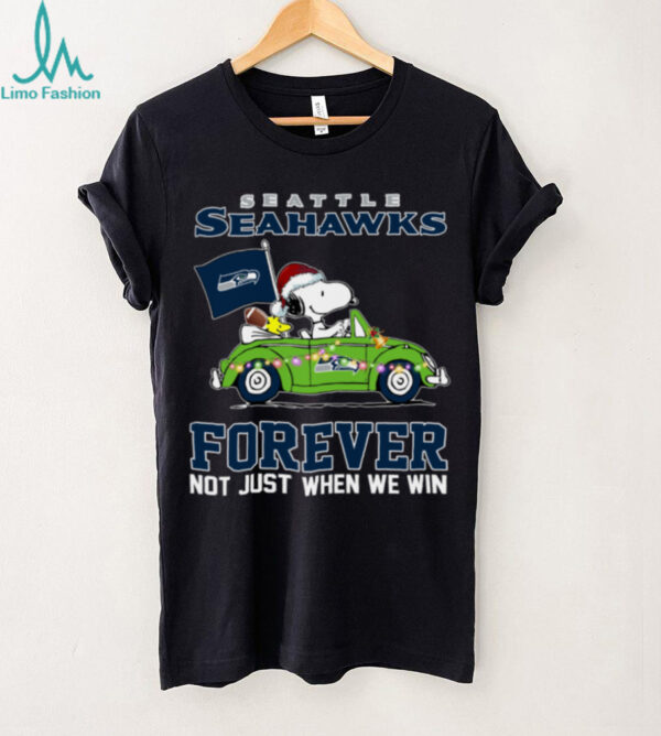 Snoopy Driving Car Go Seahawks Christmas Forever Not Just When We Win Flag 2024 Hoodie