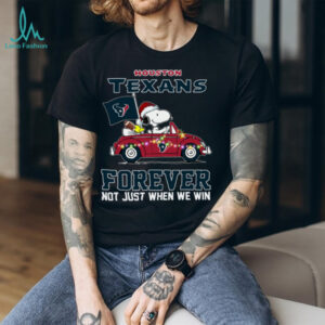 Snoopy Driving Car Go Texans Christmas Forever Not Just When We Win Flag 2024 Hoodie