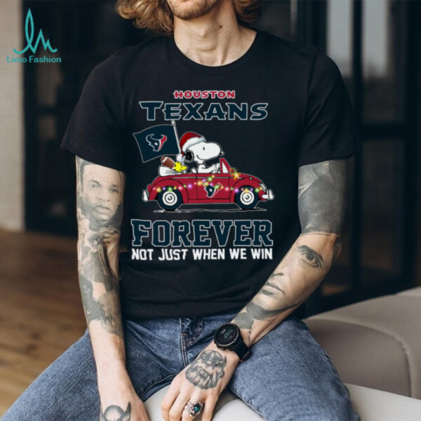 Snoopy Driving Car Go Texans Christmas Forever Not Just When We Win Flag 2024 Hoodie