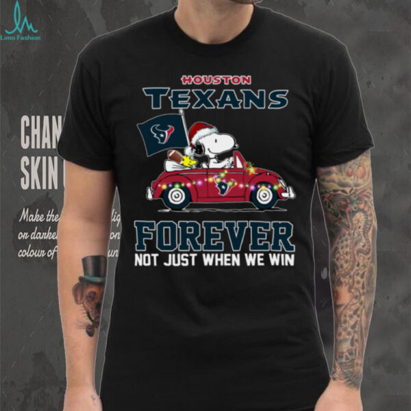 Snoopy Driving Car Go Texans Christmas Forever Not Just When We Win Flag 2024 Hoodie