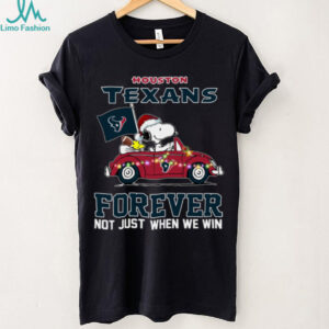 Snoopy Driving Car Go Texans Christmas Forever Not Just When We Win Flag 2024 Hoodie