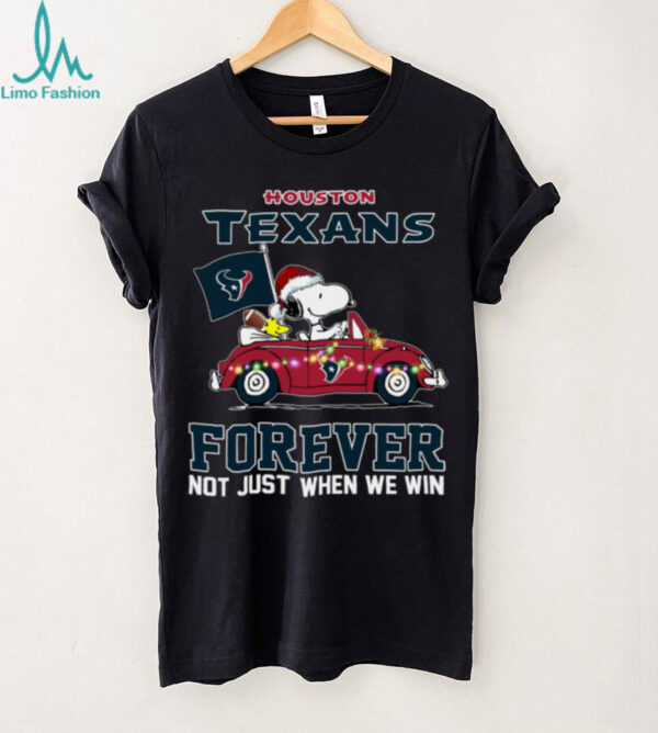 Snoopy Driving Car Go Texans Christmas Forever Not Just When We Win Flag 2024 Hoodie