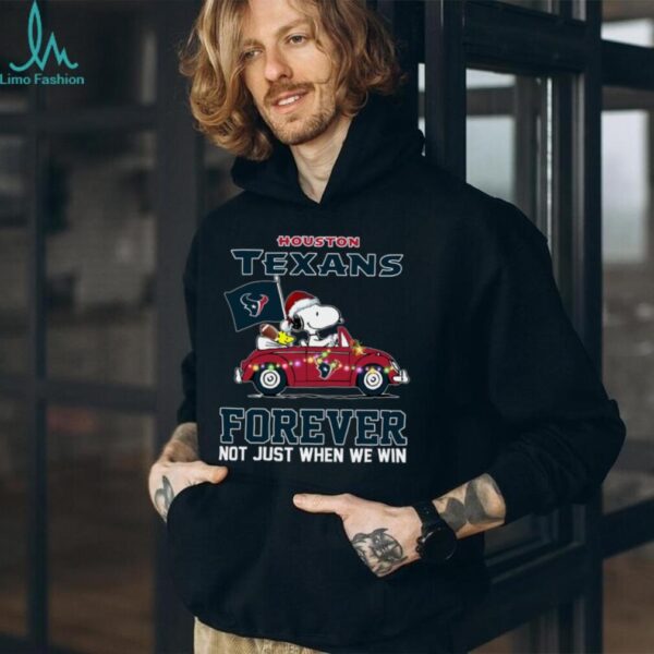 Snoopy Driving Car Go Texans Christmas Forever Not Just When We Win Flag 2024 Hoodie