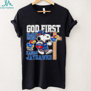 Snoopy God First, Family Second, Then Kansas Jayhawks T Shirt