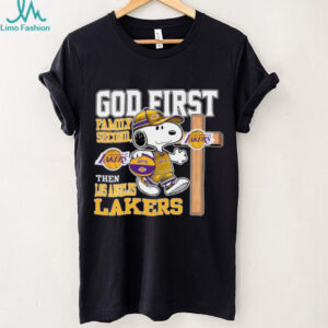 Snoopy God First, Family Second, Then Los Angeles Lakers T Shirt