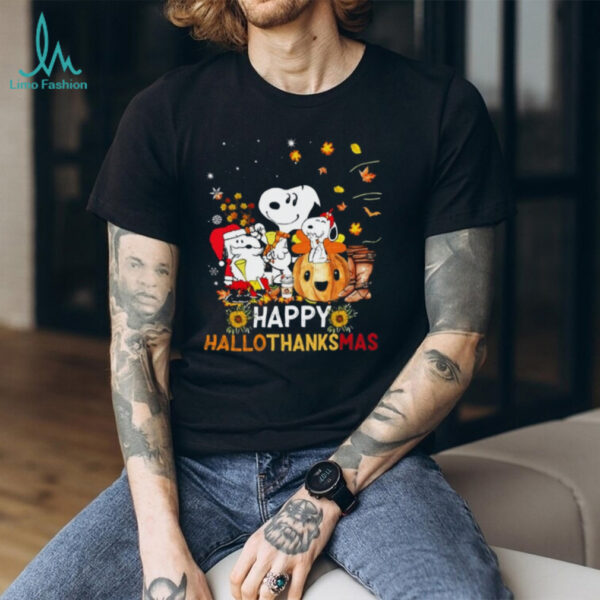 Snoopy Happy Hallothanksmas Funny Holiday Halloween Thanksgiving Christmas T Shirt