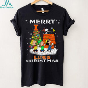 Snoopy Illinois Fighting Illini Christmas Shirt Funny Holiday Football T Shirt
