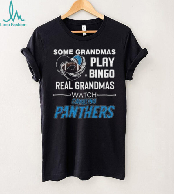 Some Grandmas Play Bingo Real Grandmas Watch Carolina Panthers Diamond Heart 2025 T shirt