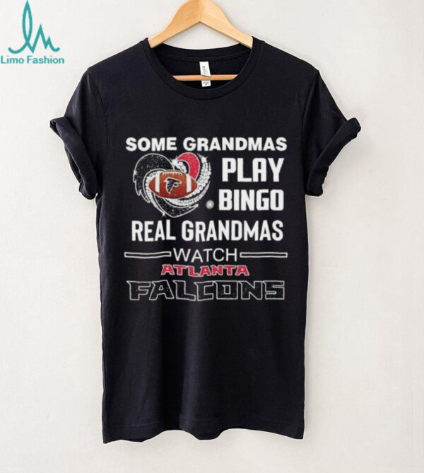 Some grandmas play bingo real grandmas watch Atlanta Falcons football diamond heart shirt