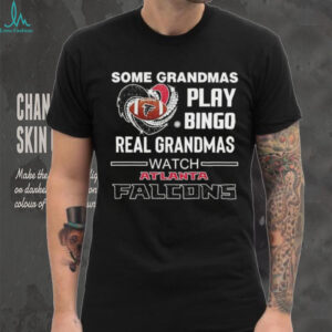 Some grandmas play bingo real grandmas watch Atlanta Falcons football diamond heart shirt