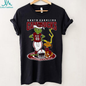 South Carolina Gamecocks Grinch and Dog Tee – Custom Name NCAA Football Shirt – Funny Holiday Gift & Game Day Fan Outfit