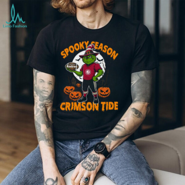 Spooky Season Alabama Crimson Tide Shirt – Custom Name NCAA Football Tee – Grinch Halloween Gift for Fans