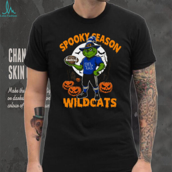 Spooky Season Kentucky Wildcats Shirt – Grinch NCAA Football Tee – Custom Name Personalized Halloween Gift