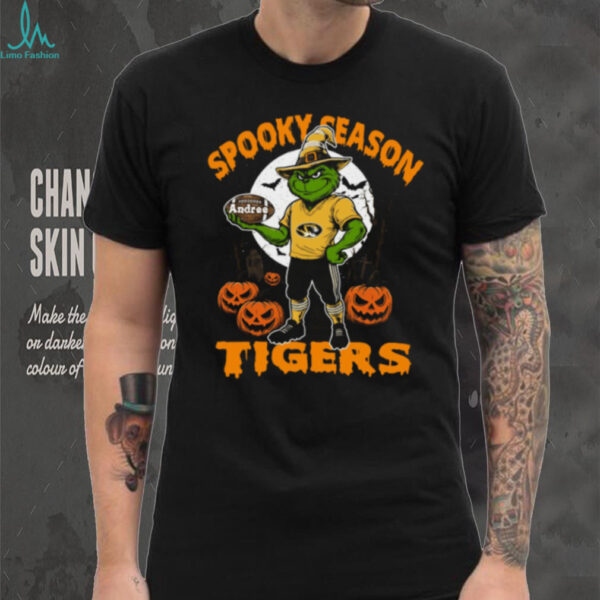 Spooky Season Missouri Tigers Tee – Grinch NCAA Football Shirt – Personalized Halloween Fan Gear with Custom Name