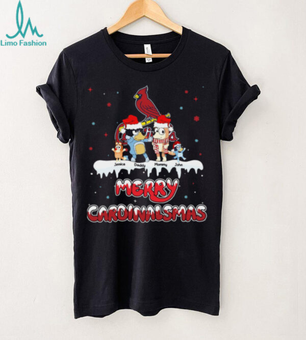 St. Louis Cardinals Holiday Bluey Family Shirt – Custom Name MLB Tee – Personalized Baseball Gift & Matching Outfit for Fans