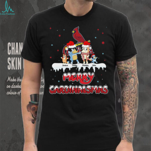 St. Louis Cardinals Holiday Bluey Family Shirt – Custom Name MLB Tee – Personalized Baseball Gift & Matching Outfit for Fans