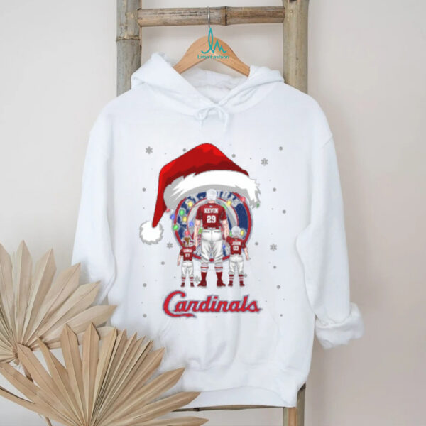 St. Louis Cardinals Santa Christmas Lights Matching Tee – Custom Name MLB Shirt – Personalized Holiday Baseball Gift for Families