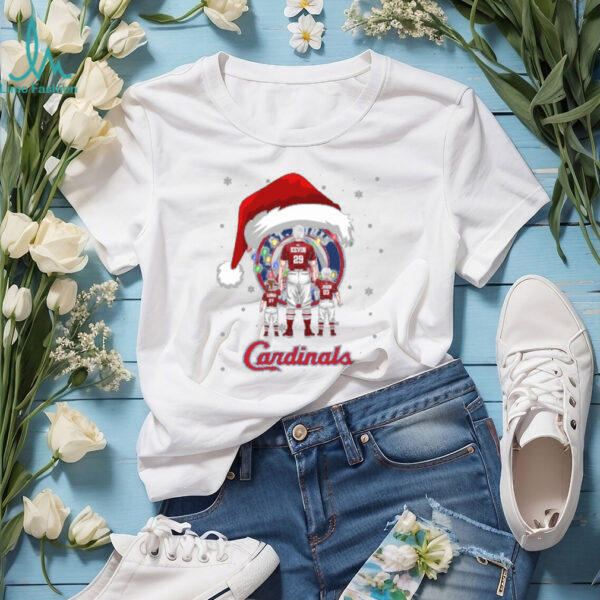 St. Louis Cardinals Santa Christmas Lights Matching Tee – Custom Name MLB Shirt – Personalized Holiday Baseball Gift for Families