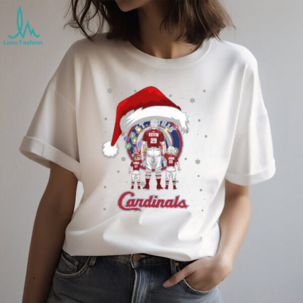 St. Louis Cardinals Santa Christmas Lights Matching Tee – Custom Name MLB Shirt – Personalized Holiday Baseball Gift for Families