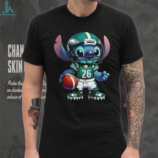 Stitch wearing Philadelphia Eagles football shirt