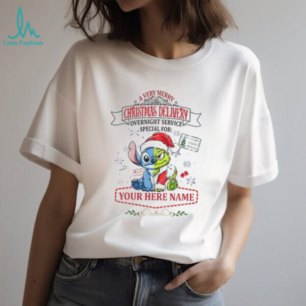 Stitch x Grinch a very merry Christmas delivery overnight service special for Merry Christmas shirt