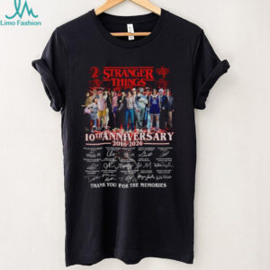 Stranger Things 10th Anniversary 2016 2026 Thank You For The Memories signatures shirt