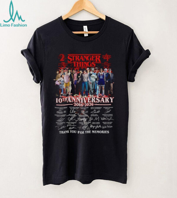 Stranger Things 10th Anniversary 2016 2026 Thank You For The Memories signatures shirt