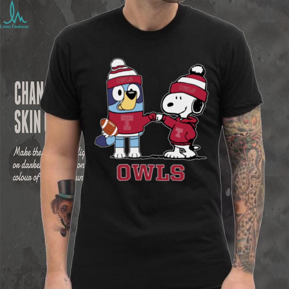 Temple Owls x Snoopy Bluey Christmas Football NCAA TShirt Temple Owls x Snoopy Bluey Christmas Football NCAA TShirt