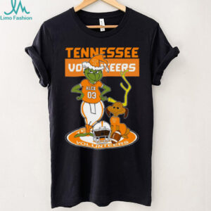 Tennessee Volunteers Custom Grinch and Dog Christmas Tee – Personalized NCAA Football Shirt – Holiday Outfit & Fan Gift Idea