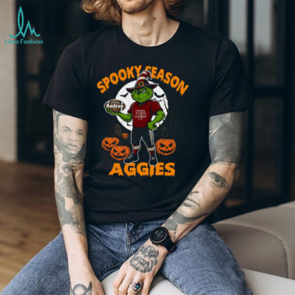 Texas A&M Aggies Halloween Tee – Custom Name NCAA Football Shirt – Spooky Season Grinch College Gift