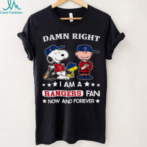 Texas Rangers Baseball Snoopy Woodstock Charlie Brown Damn Right Now And Forever T Shirt