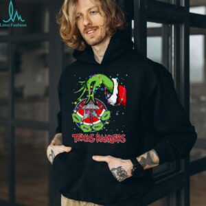 Texas Rangers Grinch Holiday Lights Shirt – Custom MLB Fan Tee – Personalized Baseball Gift for Christmas