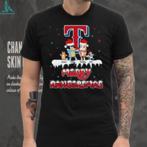 Texas Rangers Holiday Bluey Family Tee – Personalized MLB Fan Shirt – Custom Name Christmas Baseball Gift for Men, Women, Kids